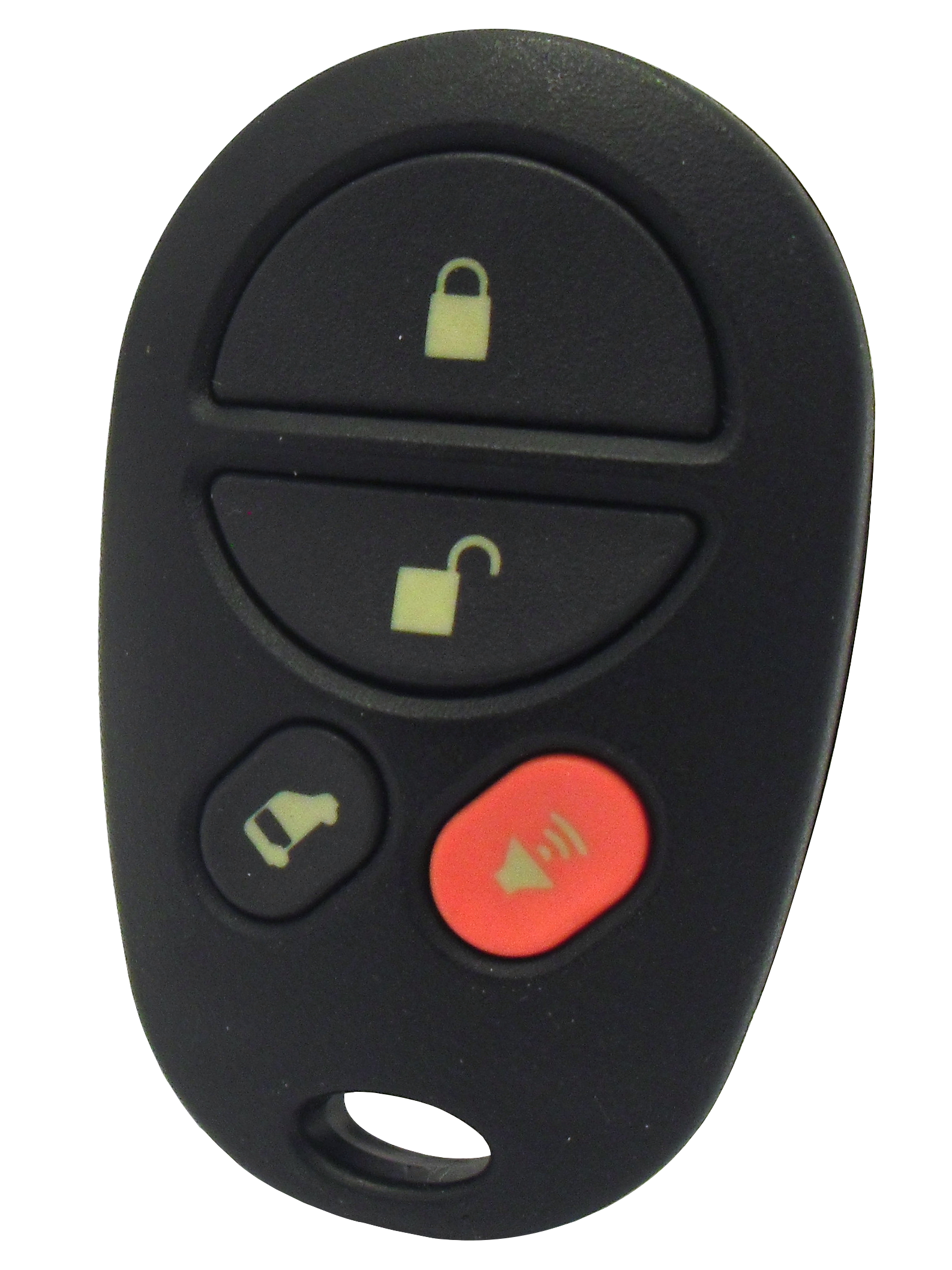Left. Car Keys Express - Toyota Keyless Entry Remote - 4 Buttons (Lock, Unlock, Power Door, and Panic) - Black.
