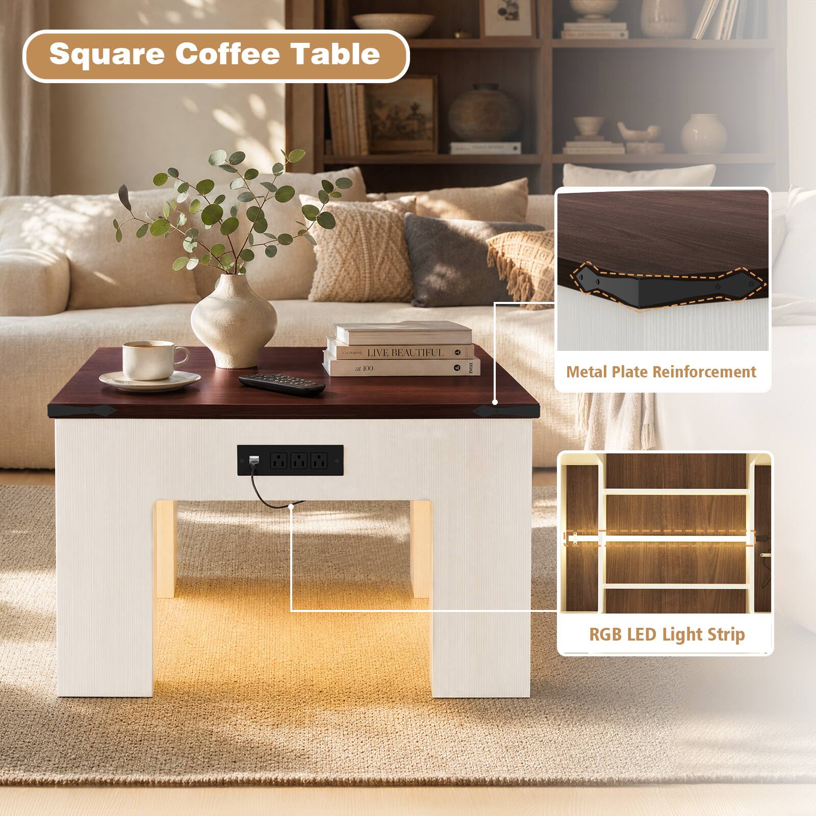 Square Coffee Table

Metal Plate Reinforcement

RGB LED Light Strip