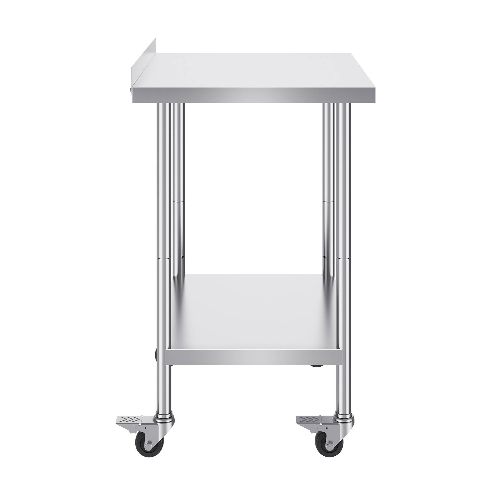 Alt View 5. VEVOR - 24 x 30 x 40 Inch Stainless Steel Work Table, Commercial Food Prep Worktable with Casters, Heavy Duty Prep Worktable - Sliver.
