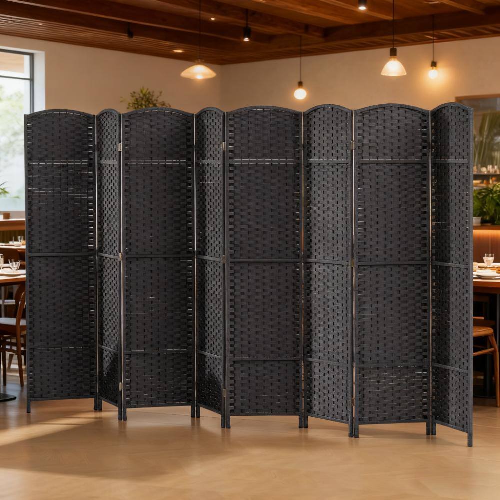 Left. COWLOWN - 8 Panel Folding Room Divider Privacy Screen Freestanding for Living Room and Bedroom - Natural.