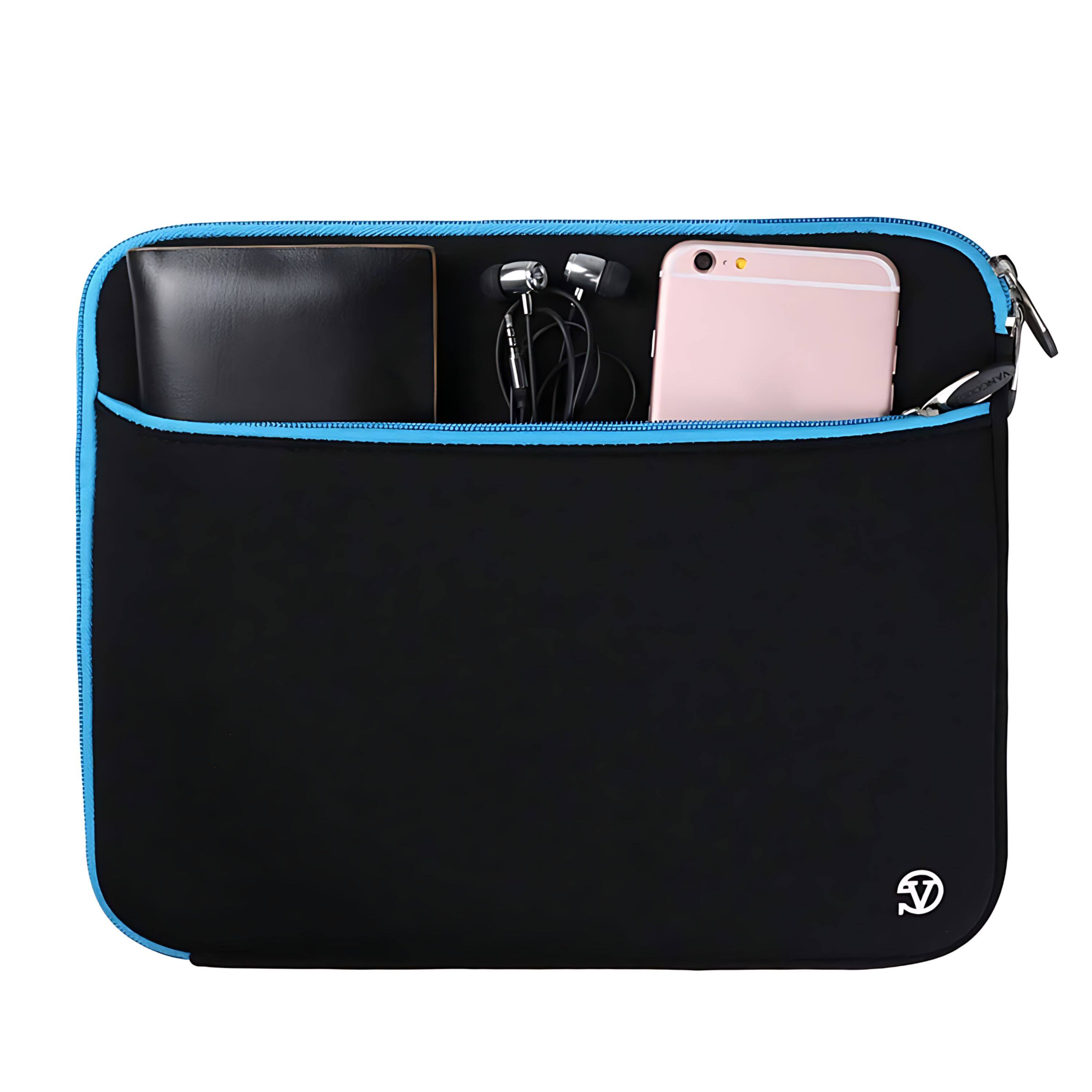 Back. Kitcheniva - Neoprene Tablet Sleeve Pouch Bag Case For 12" iPad Black/Blue - Black/Blue.