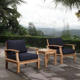 Marina 3 Piece Outdoor Patio Teak Set by Modway - Natural Navy