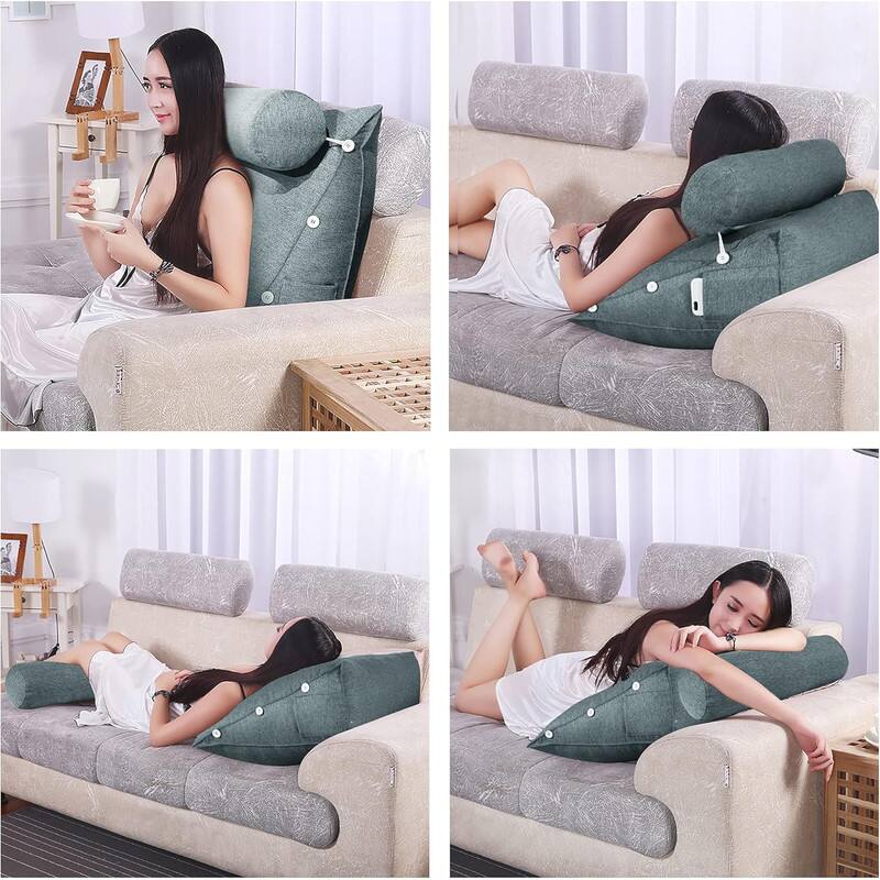 Alt View 2. wowmax - Reading Pillow for Adults - Lumbar Support Cushion for Bed & Sofa (Grey Polyester) - Grey.