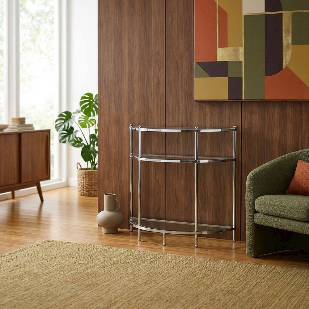 Alt View 2. FurniFact - Accent table in sleek design with sturdy construction for versatile space use - Clear.