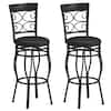 Front. Costway - Costway Set of 2 Vintage Swivel Bar Stools 30" Bistro Upholstered Dining Chairs - Black.