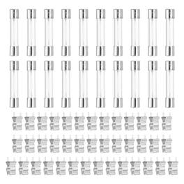 Unique Bargains - Glass Tube Fuses, 6x30mm 15A 250V Quick Fast Blow Glass Cartridge Tube Fuse with 50pcs Safety Clip 25pcs