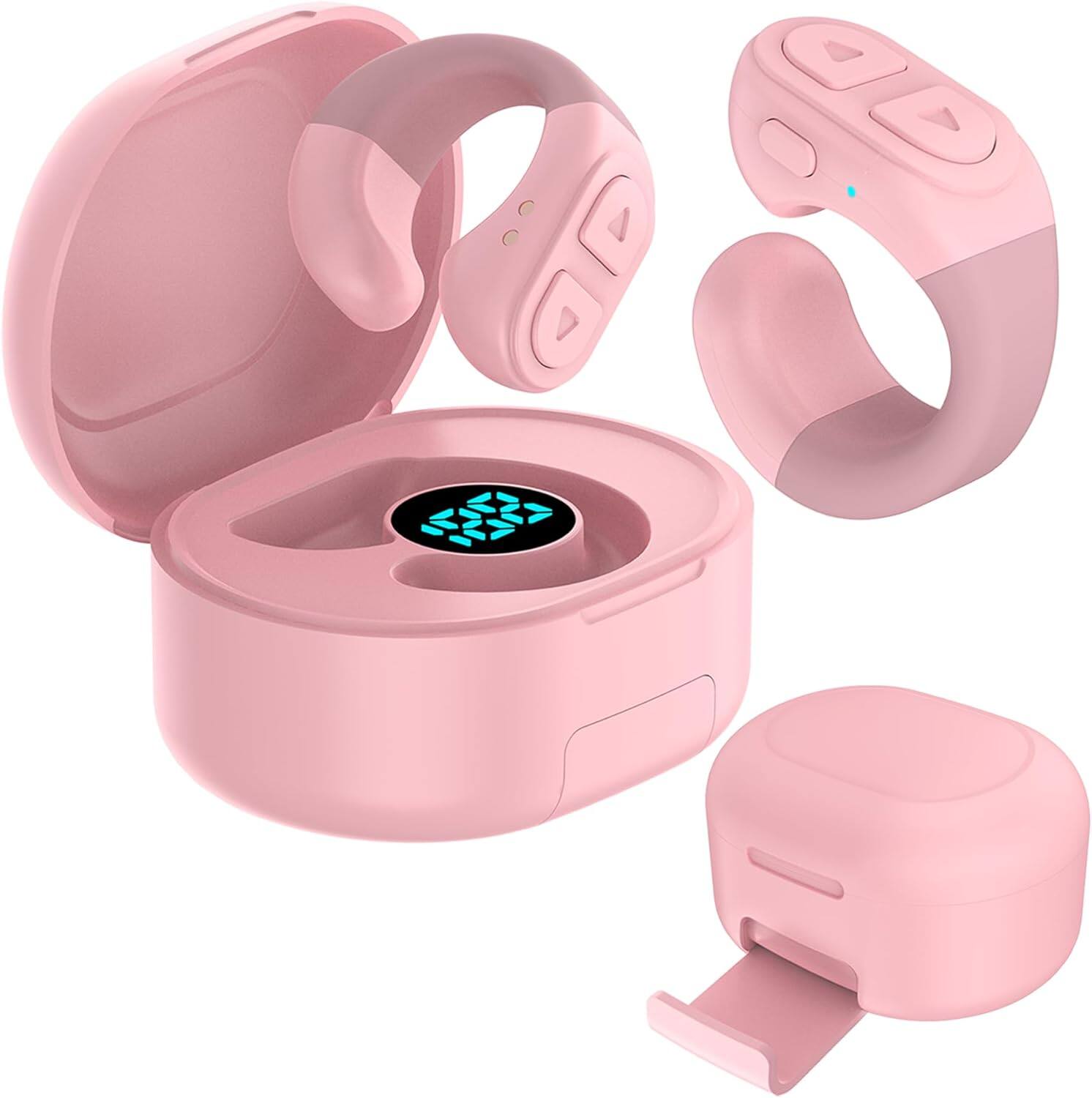 ACJPR - TikTok Scrolling Ring Remote, Bluetooth Page Turner for iPhone/Android (Pink)