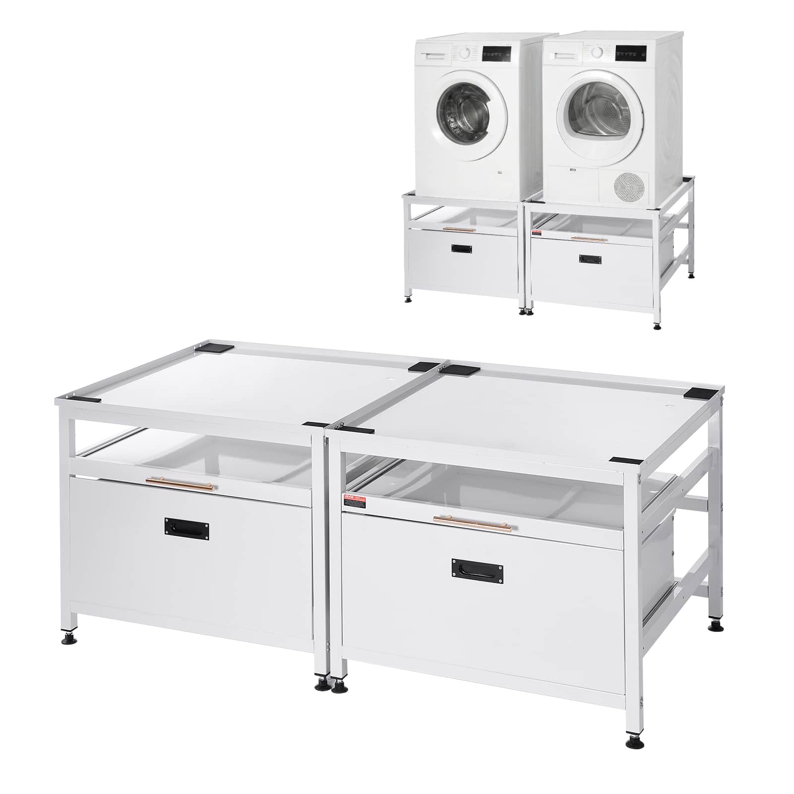 VEVOR - Laundry Pedestal, 22.6 in Height, 29 x 29 in Washer and Dryer Pedestals with Pull-out Tray and Storage Space, 2 Pack - White