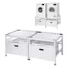 Front. VEVOR - Laundry Pedestal, 22.6 in Height, 29 x 29 in Washer and Dryer Pedestals with Pull-out Tray and Storage Space, 2 Pack - White.