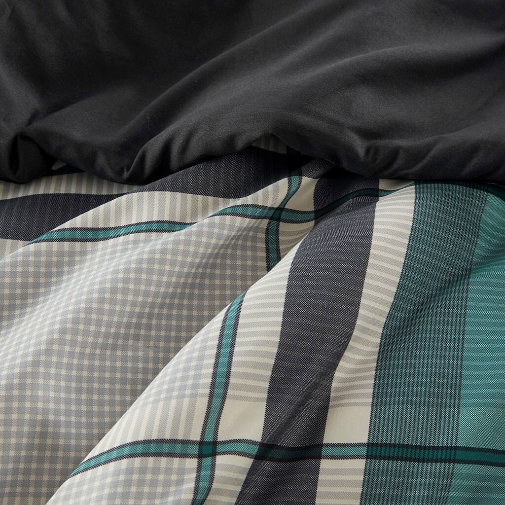 Alt View 5. Gracie Mills - Gracie Mills Lirael Classic Plaid Brushed Microfiber Comforter Set with Bed Sheets - Teal/Black.