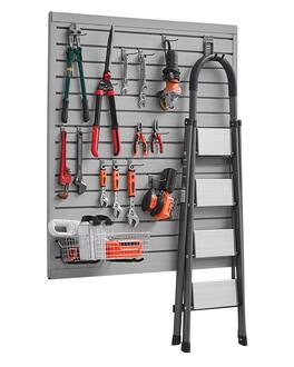 VEVOR - Slat Wall Paneling, 4 x 4 ft, PVC Garage Slatwall with Modular Design, Grey Slat Wall Easy-to-Install - Gray