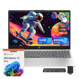 HP - 15.6" FHD Touchscreen Laptop,AMD Ryzen 7 7730U,16GB RAM,512GB SSD+288GB Dock Set,AMD Radeon graphics,Win11 Pro - Silver