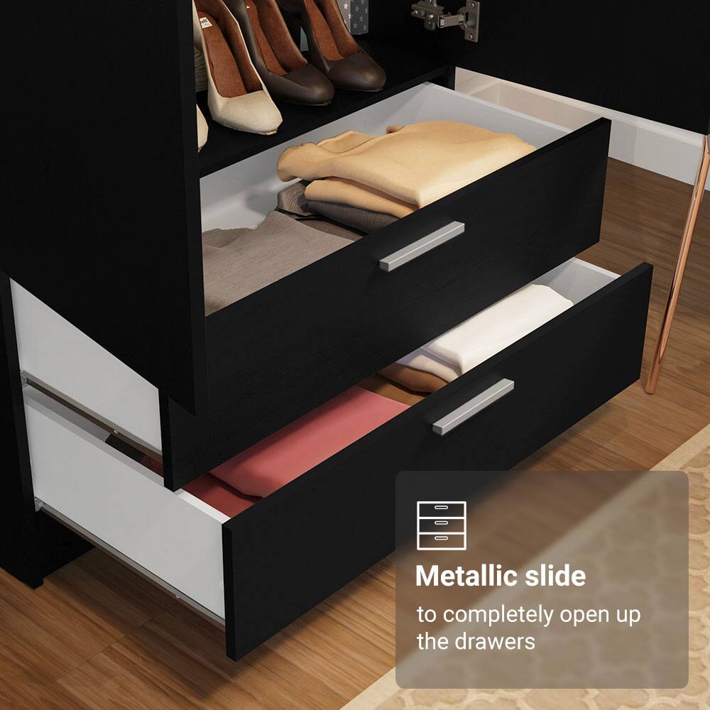 Metallic slide to completely open up the drawers