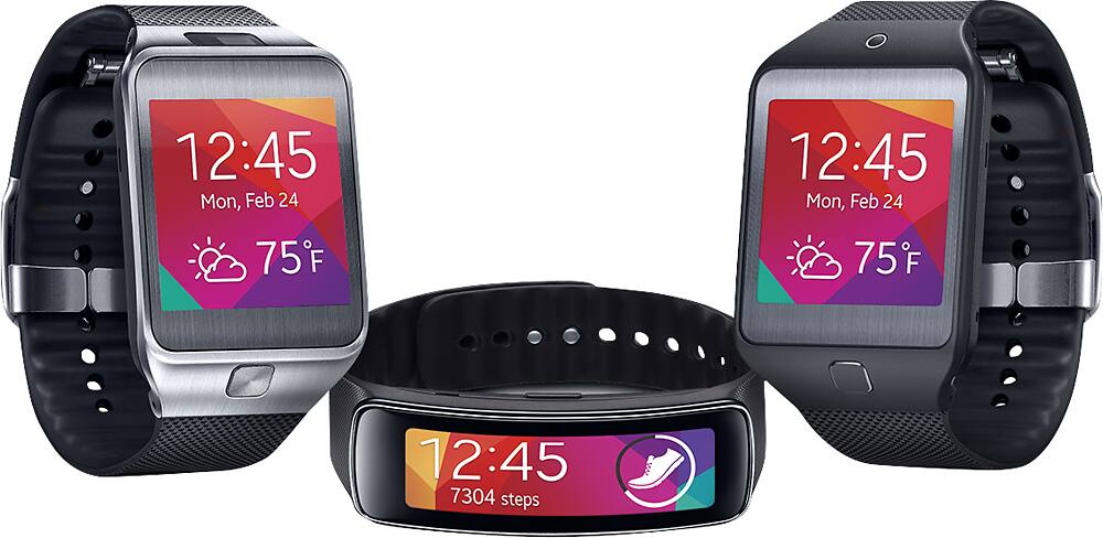 Alt View 2. Samsung - Geek Squad Certified Refurbished Gear Fit Fitness Watch + Heart Rate - Black.