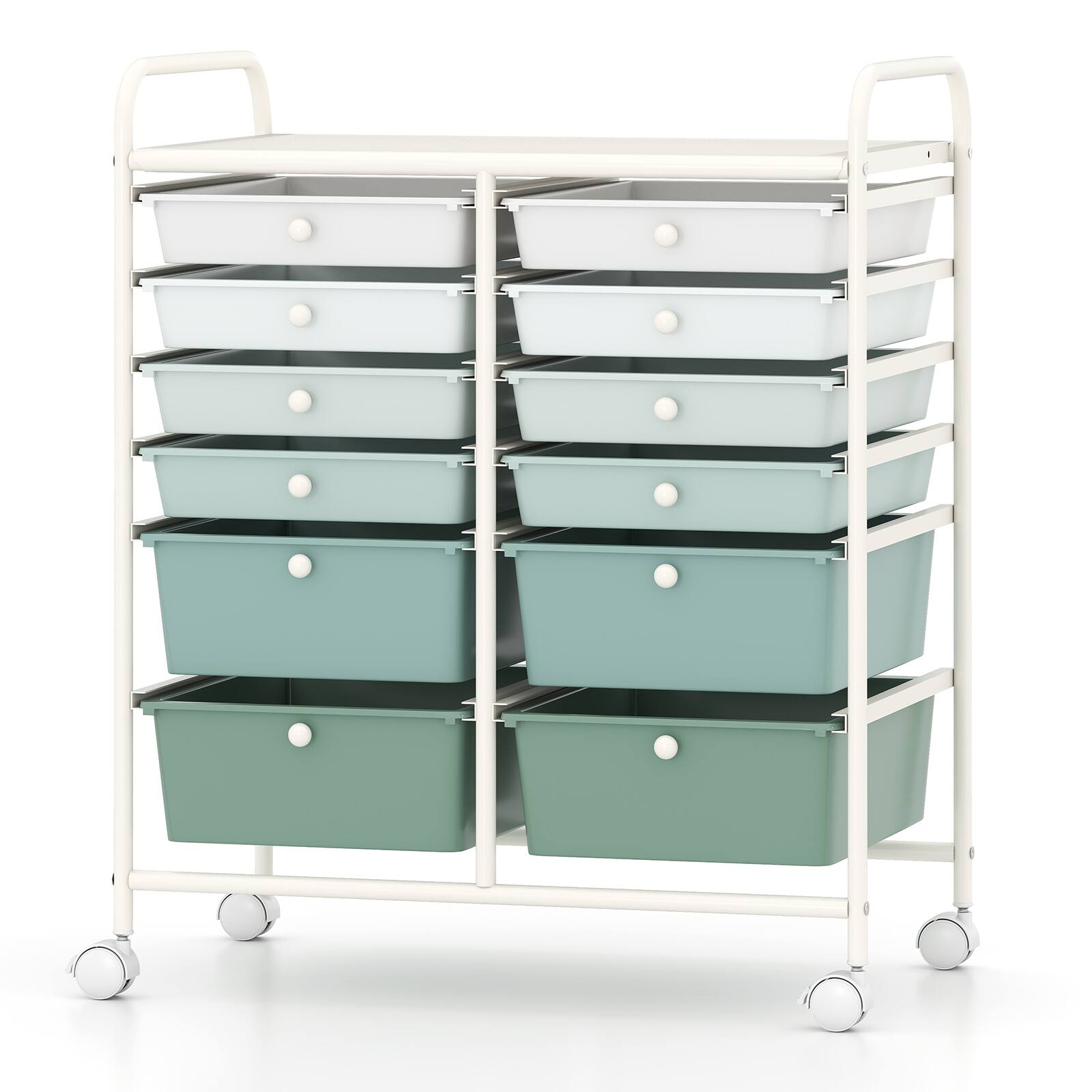 Alt View 5. Costway - Costway 12 Drawer Rolling Art & Craft Storage Cart Tools Scrapbook Paper Office School Organizer - Gradient Green.