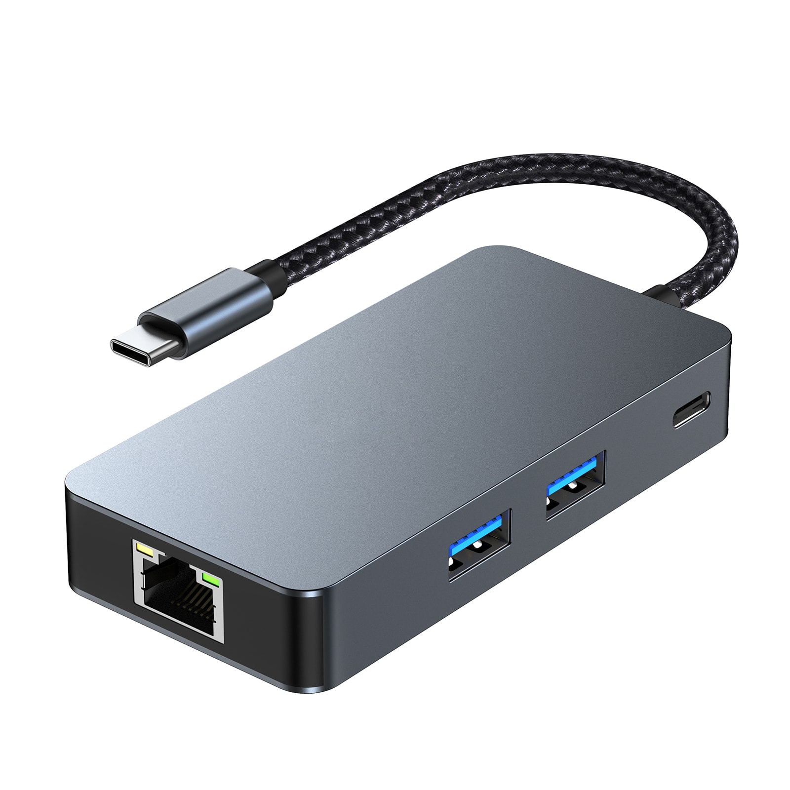 Topteng - 6-in-1 USB C Hub with Gigabit Ethernet & USB 3.2 - 100W PD, 4K 60Hz HDMI, 3xUSB Ports, Aluminum Dock