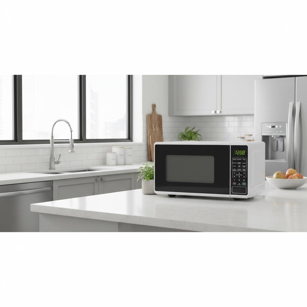 Alt View 1. Forest'nSky - 0.7 Cu Ft 700W Countertop Microwave, Sensor Cook, Easy Clean, White - White.