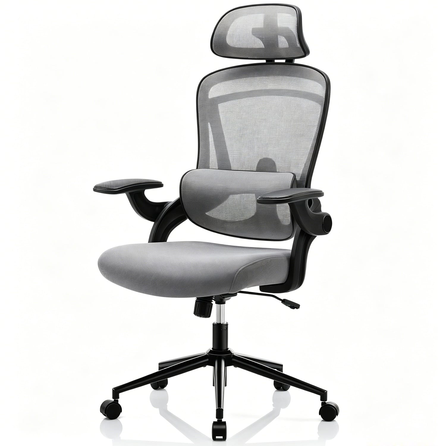 Sweet - Ergonomic Desk Chair Office Chair with Lumbar Support Flip-up Armrests, Mesh Swivel High Back Desk Chairs - Gray