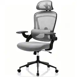 Sweet - Ergonomic Desk Chair Office Chair with Lumbar Support Flip-up Armrests, Mesh Swivel High Back Desk Chairs - Gray