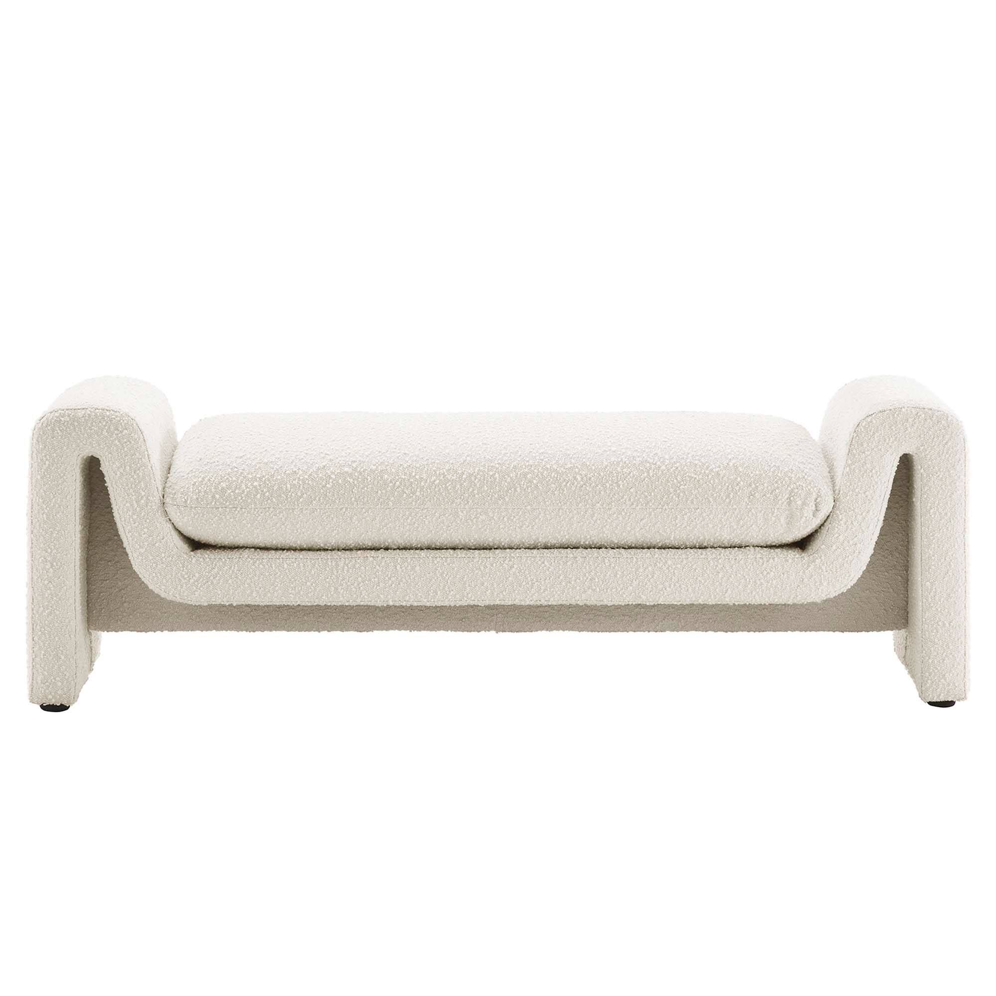 Alt View 1. Modway - Waverly Boucle Fabric Bench by Modway - White.