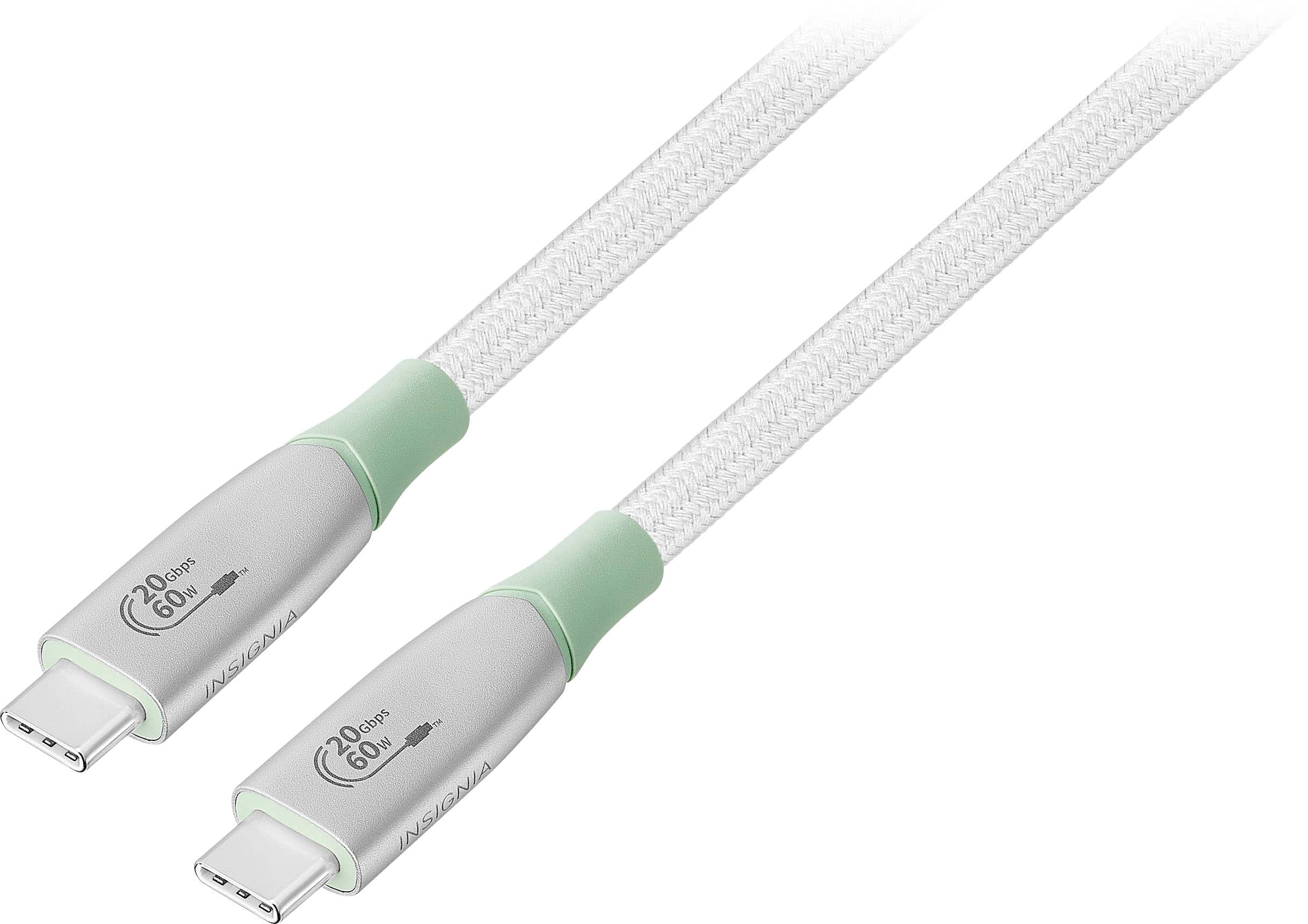 Insignia™ - 7' USB-C to USB-C Braided Charge-and-Sync Cable with High-Speed Data Transfer - White - Front_Zoom