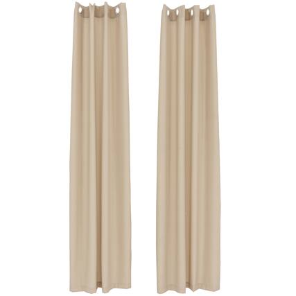 Front. Sunnydaze - Modern Outdoor Curtain Panel - 52 in x 96 in - Set of 2 - Beige.