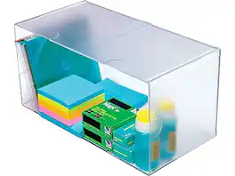 Deflecto - Cube 1 Compartment Stackable Plastic Compartment Storage - Clear