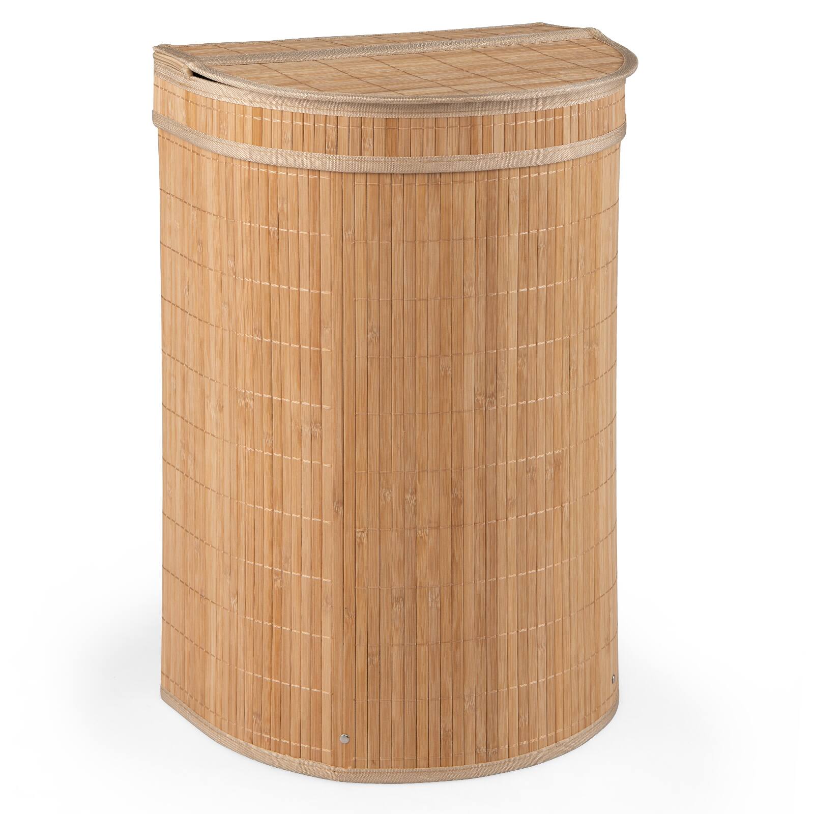 Alt View 9. Costway - Costway Bamboo Laundry Hamper with Zippered Lid 19 Gal Capacity Removable Liner Metal Frame - Natural.