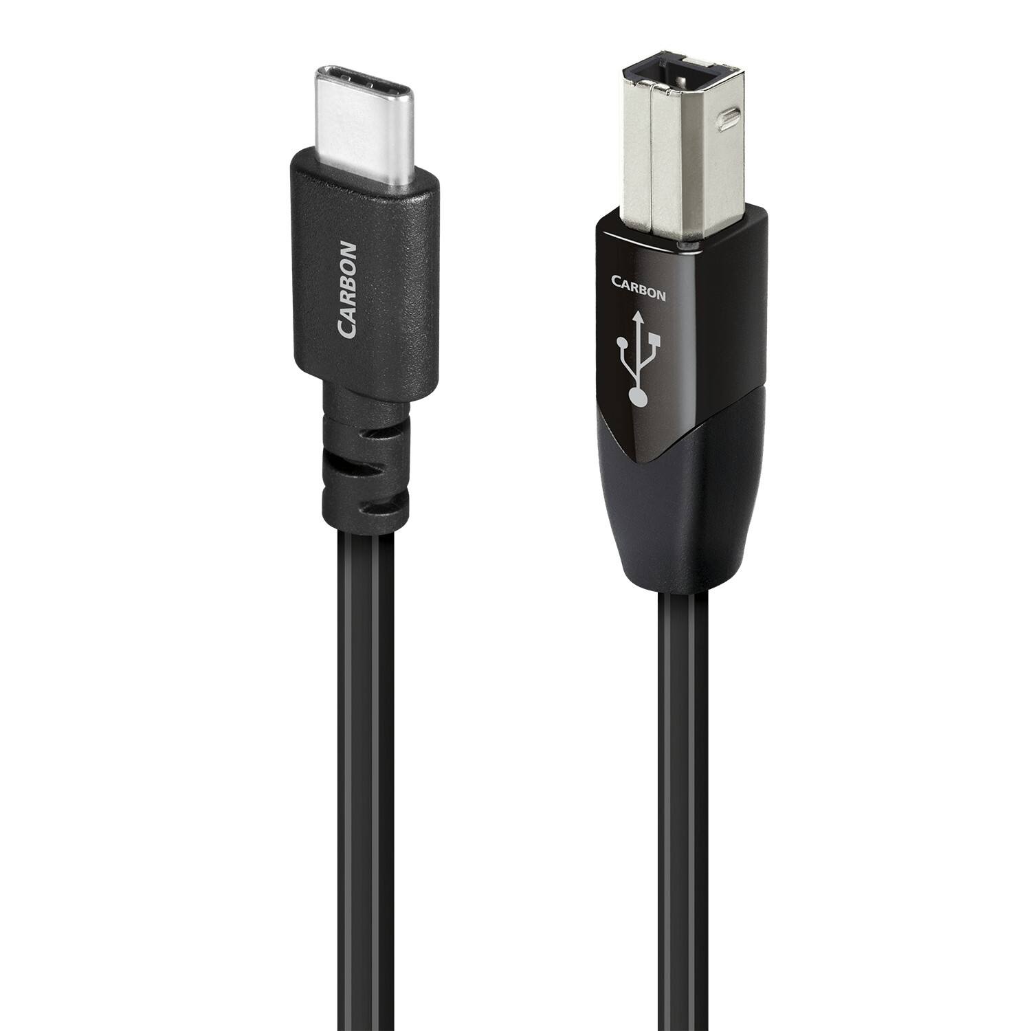 AudioQuest - Carbon USB-C > B 2.75' Digital High-Definition Audio Cable with USB-C to USB-B Connectors - Gray on Black