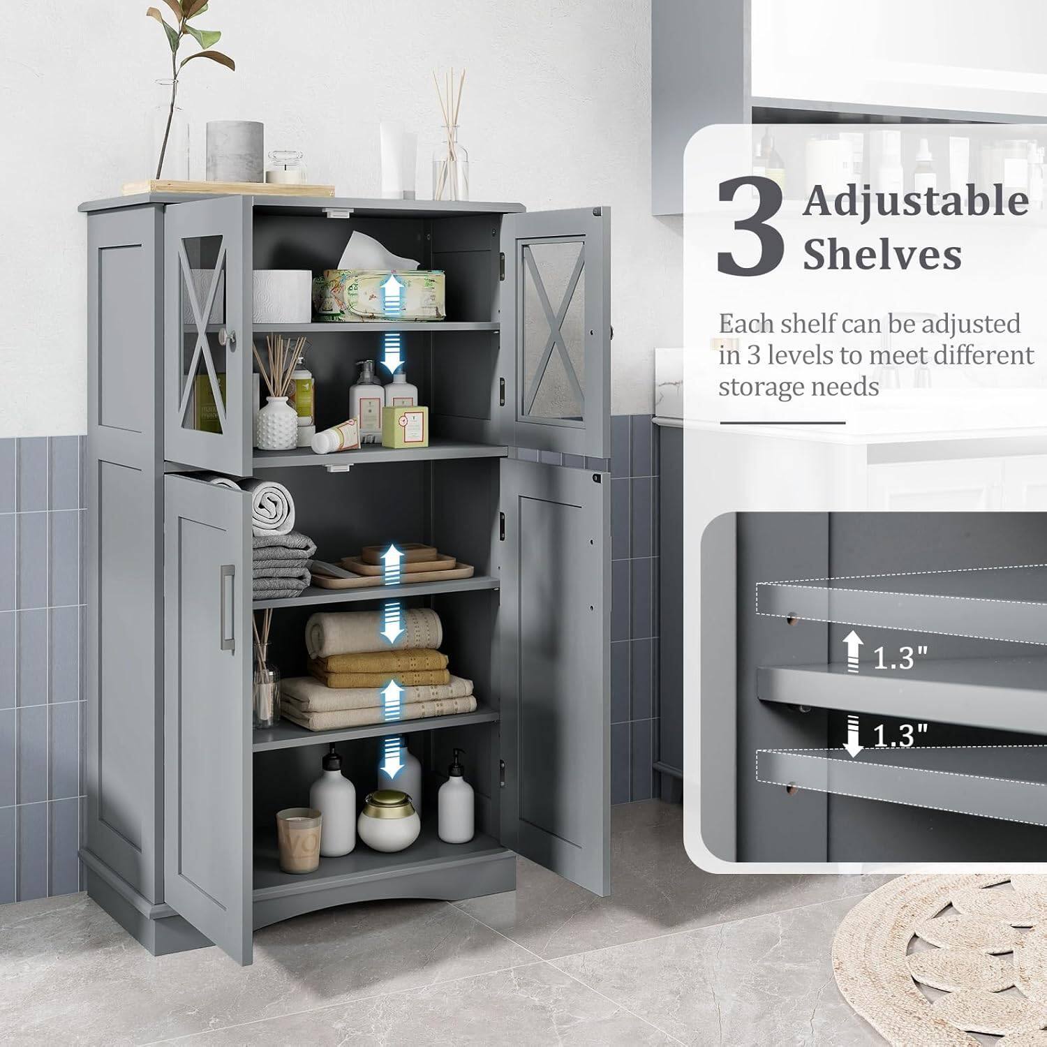 3 Adjustable Shelves

Each shelf can be adjusted in 3 levels to meet different storage needs

1.3"
