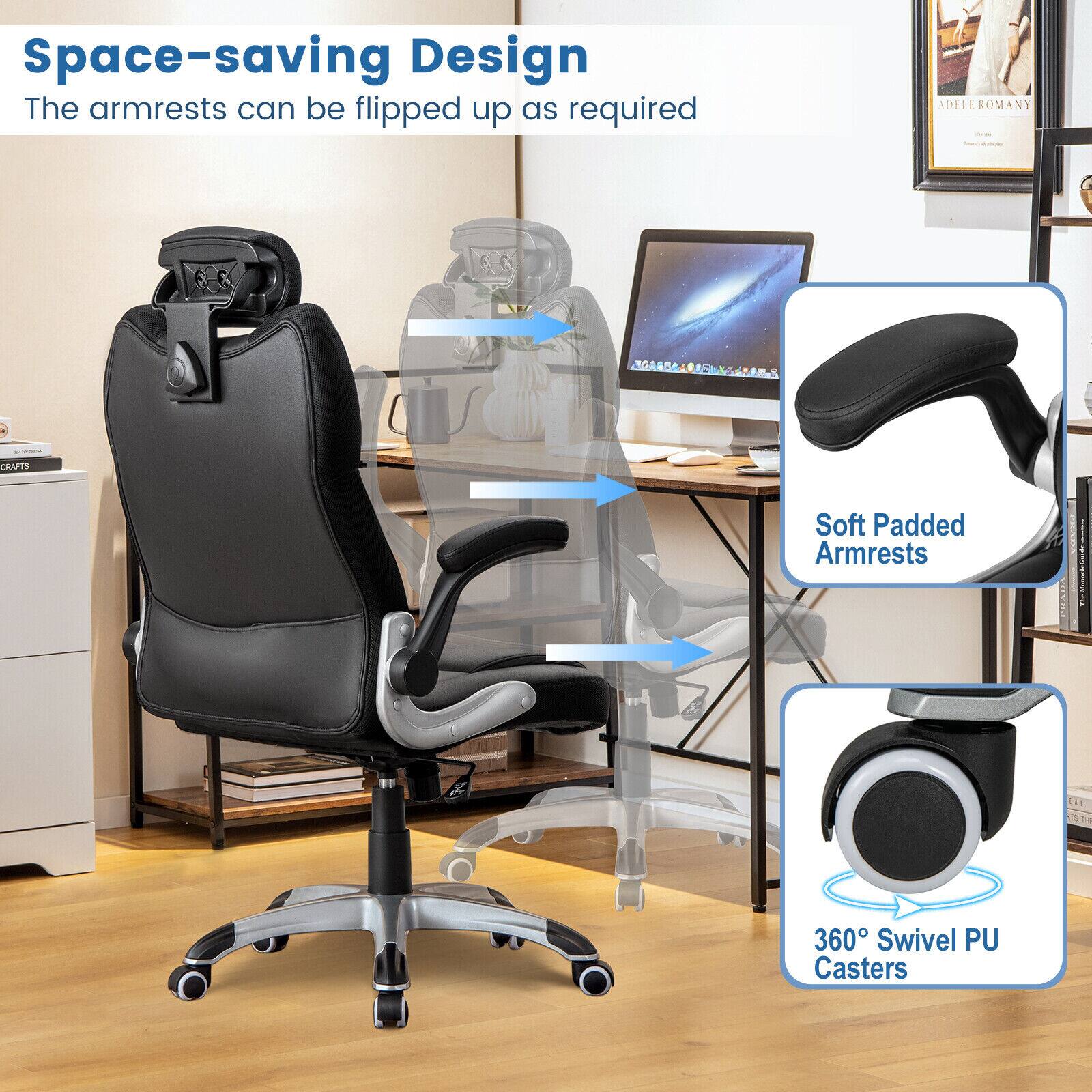 Space-saving Design: The armrests can be flipped up as required.