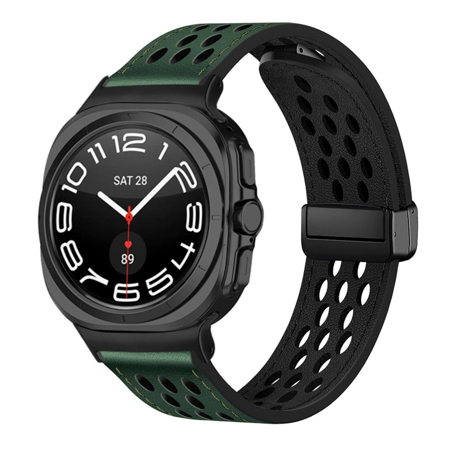 Front. Stock Preferred - Magnetic Sport Band for Samsung Galaxy Watch Ultra 47mm - Green - Green.
