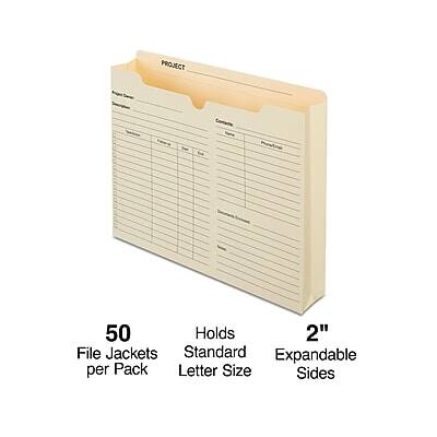 PROJECT 50  
Holds 2" File Jackets  
Standard Expandable per Pack  
Letter Size Sides