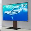 Front. WALL - V4 – Sleek Shallow Floor TV Stand for Extra Large 50-90 Inch, for Living Room and Bedroom, Japan-Engineered Design - Walnut.