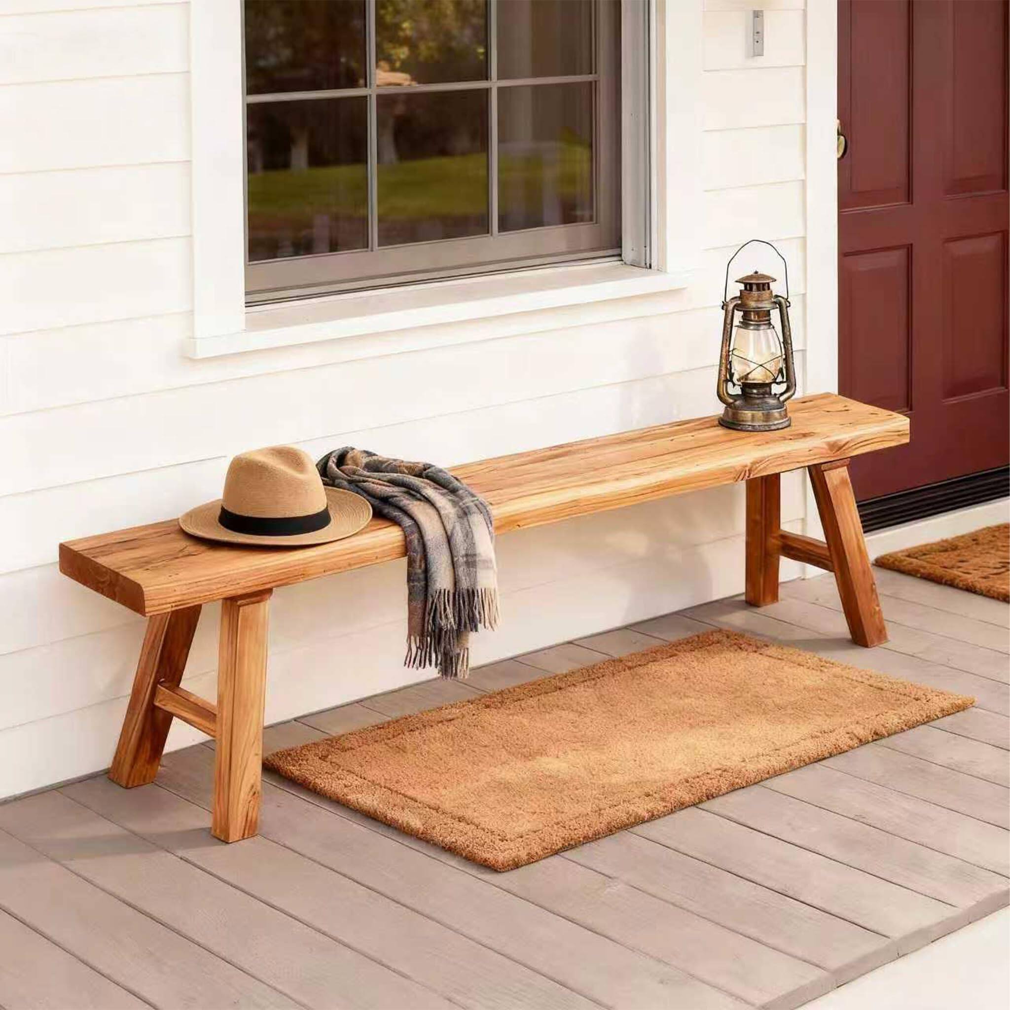 Alt View 2. JETRANSPORT - Wood Bench Indoor Rustic Farmhouse Narrow Entryway With Solid Durable And Sturdy Skinny Benches For Dining - 39 inch.