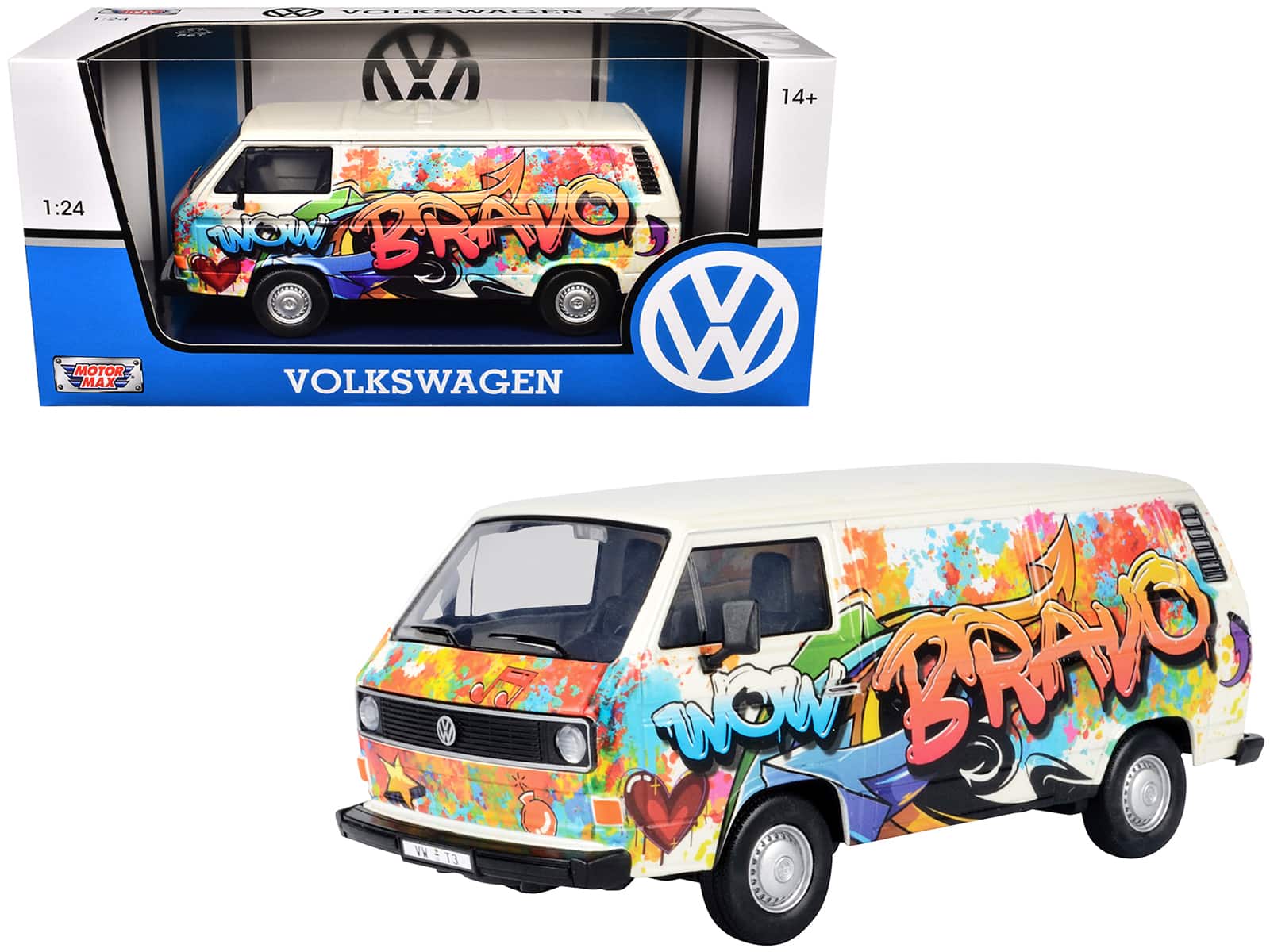 Volkswagen Type 2 (T3) Van White Metallic with Graffiti Graphics 1/24 Diecast Model Car by Motormax price history on PriceWatchPro