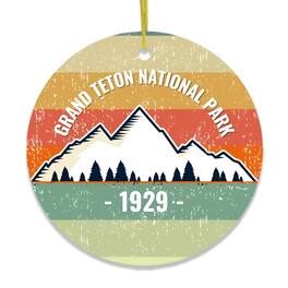 OrnamentallyYou - Vintage Grand Teton National Park Ornament Circle Version 2 - Multi-colored