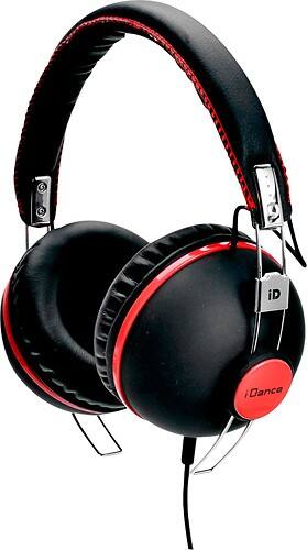 Angle Standard. iDance - Hipster DJ Headphones - Aluminum, Black, Red.