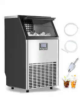 VEVOR - 150lbs/24H Commercial Ice Maker, 45 Ice Cubes in 15 Minutes, with 33lbs Large Storage Capacity - Silver