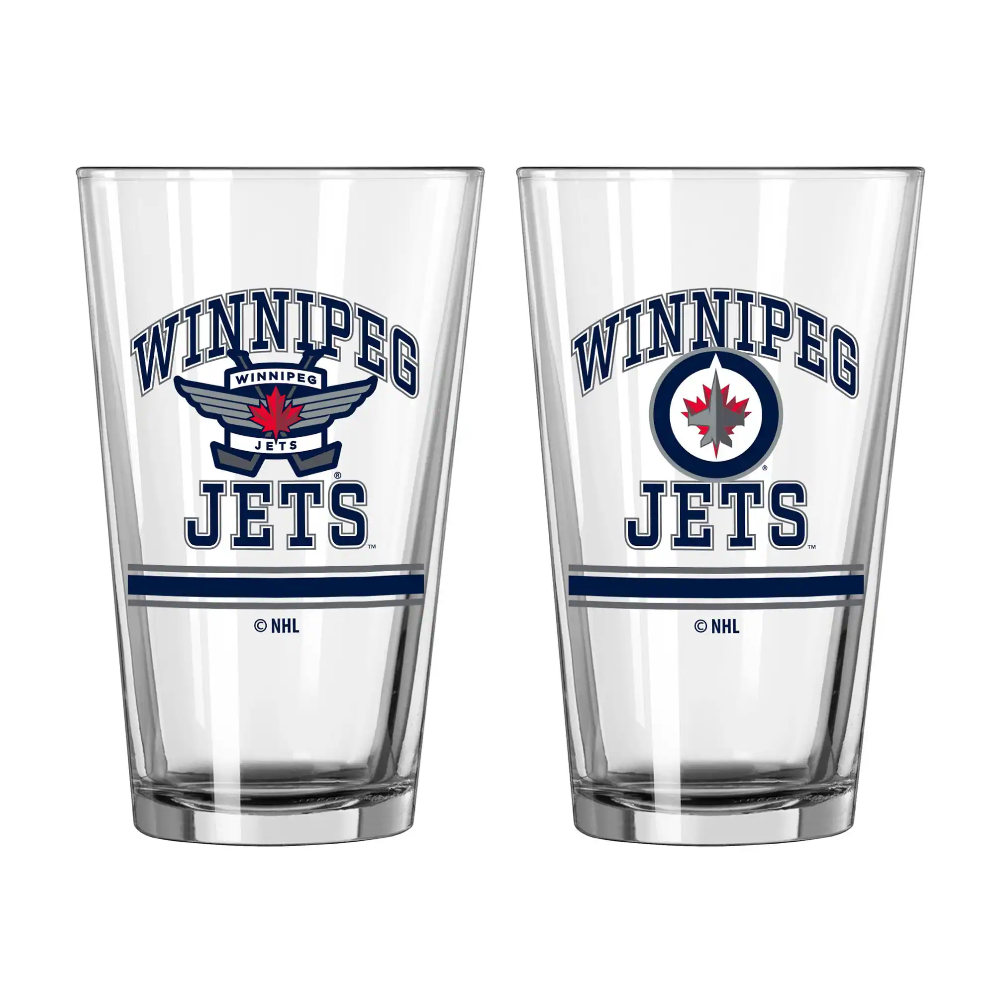 Logo Brands - Winnipeg Jets 16oz. Pint Glass Two Pack - Multicolor