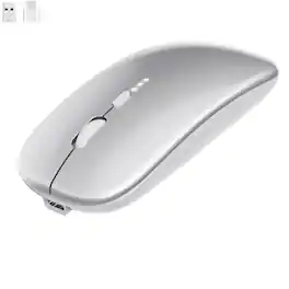 SKRAN - Slim Rechargeable Wireless Silent Mouse - 2.4G & BT, Adjustable DPI, Power Display for Office, Travel, Students & Pros - Wireless - Silver