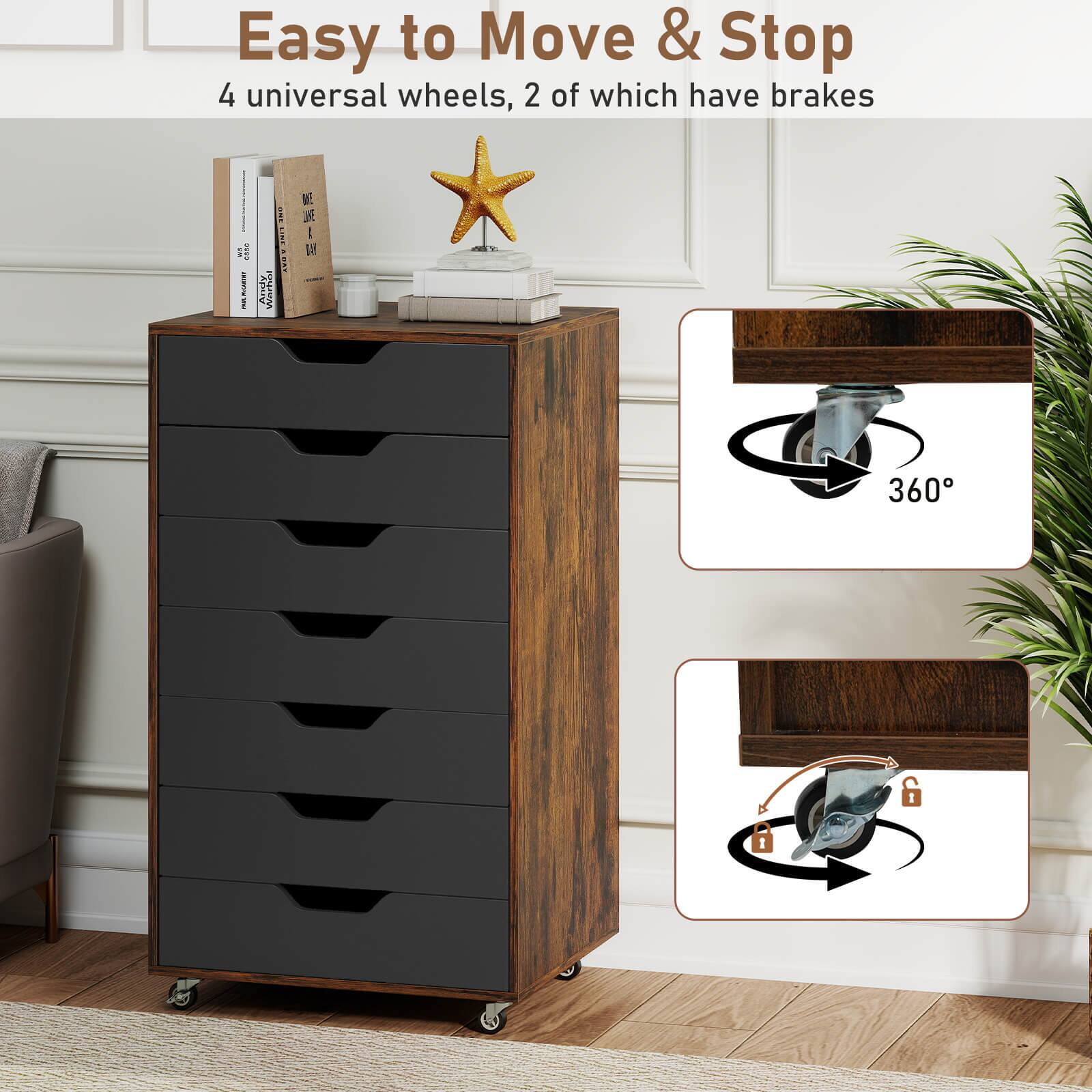 Easy to Move & Stop  
4 universal wheels, 2 of which have brakes  

360°