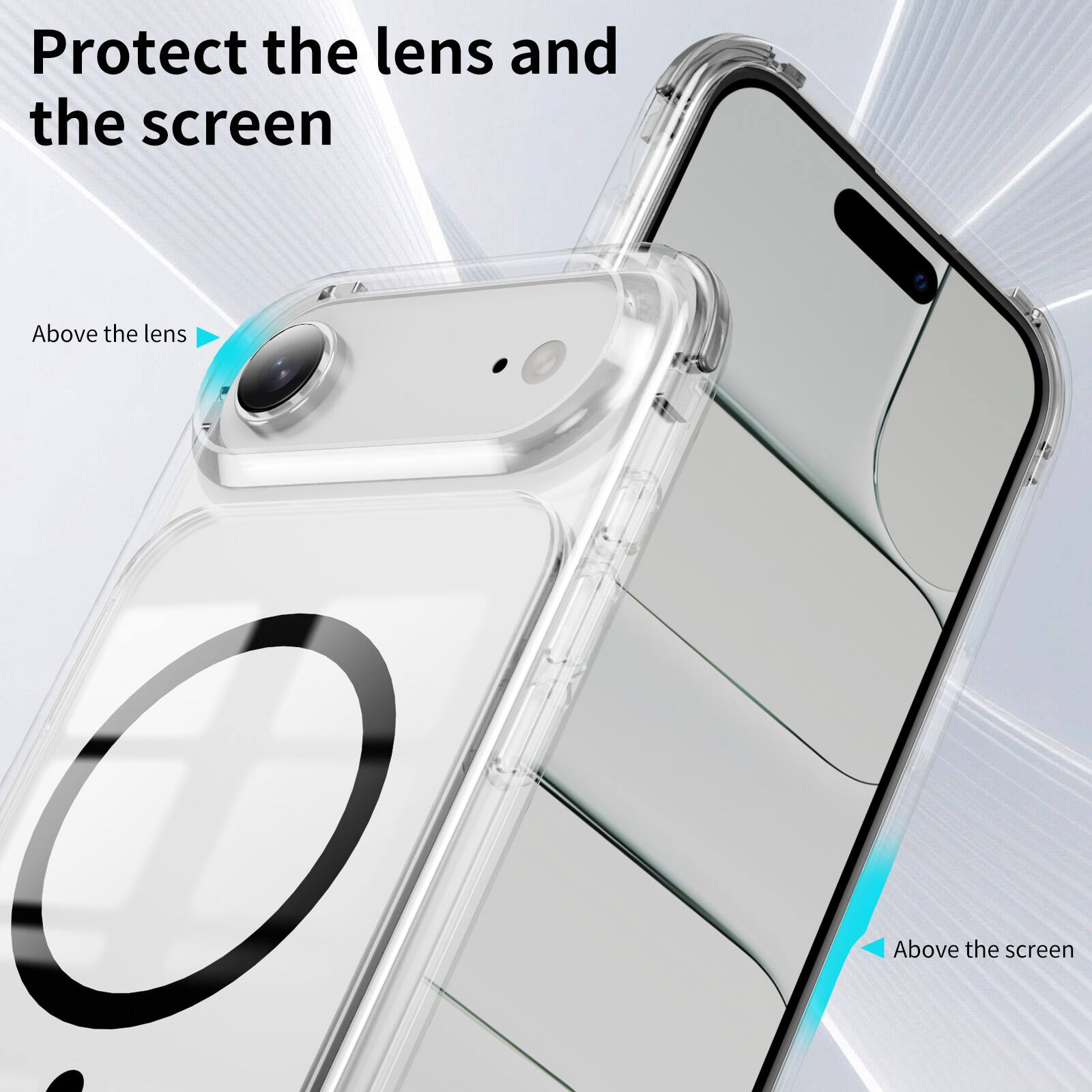 Protect the lens and the screen

Above the lens

Above the screen