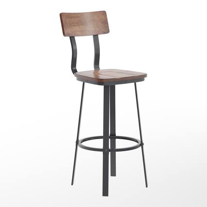 Front. Emma + Oliver - Restaurant Barstool with Wood Seat & Back and Powder Coat Frame - Antique Copper.