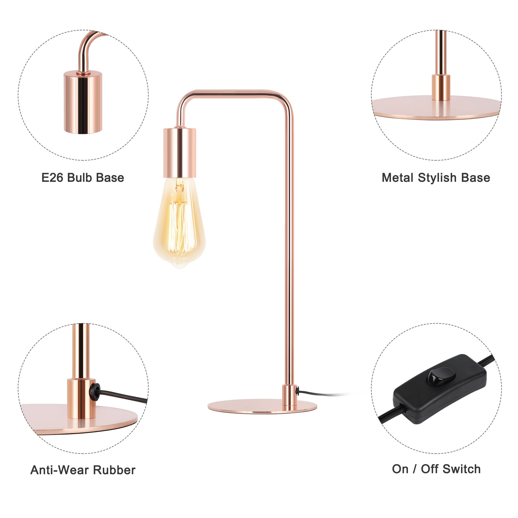 E26 Bulb Base  
Metal Stylish Base  
Anti-Wear Rubber  
On / Off Switch