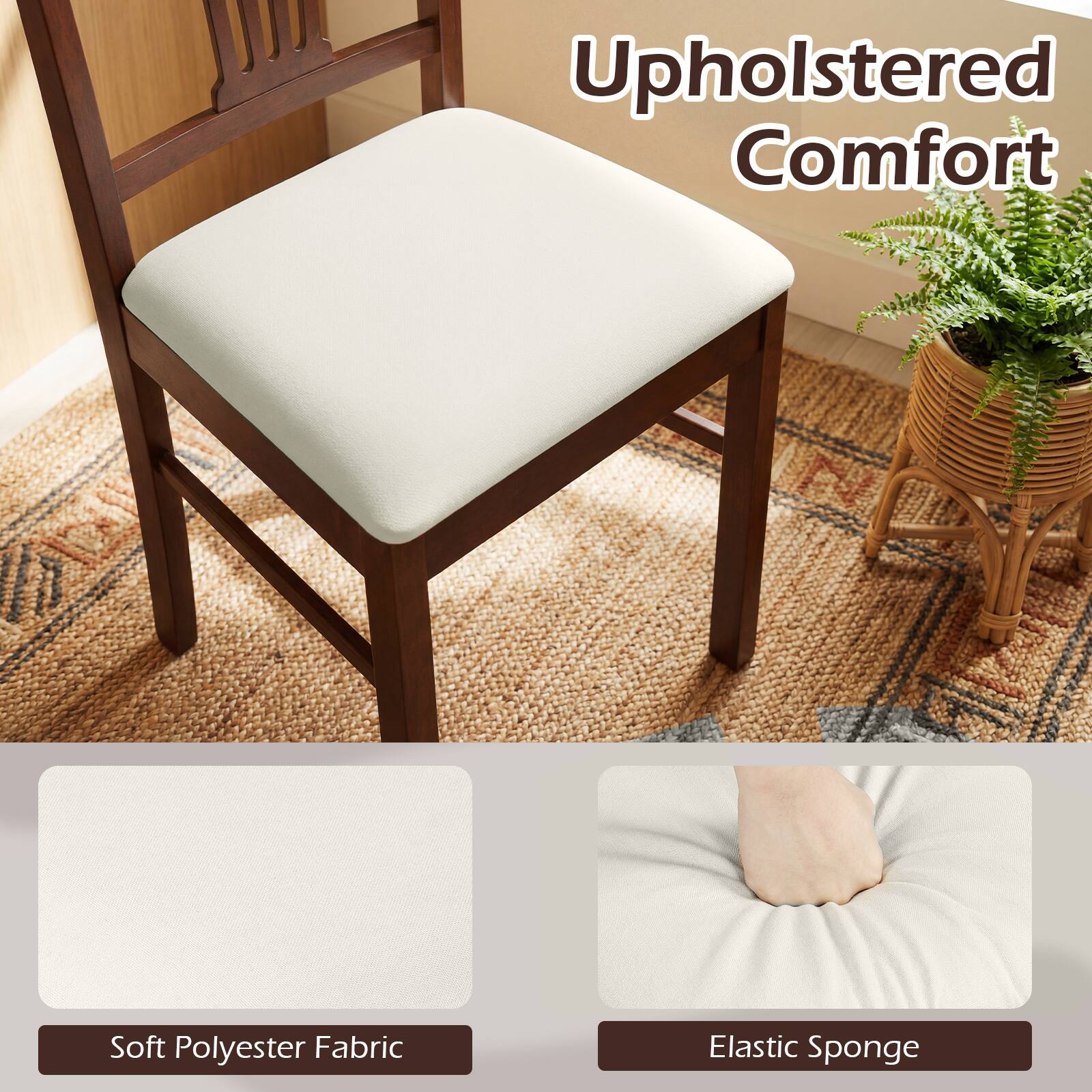 Upholstered Comfort

Soft Polyester Fabric

Elastic Sponge