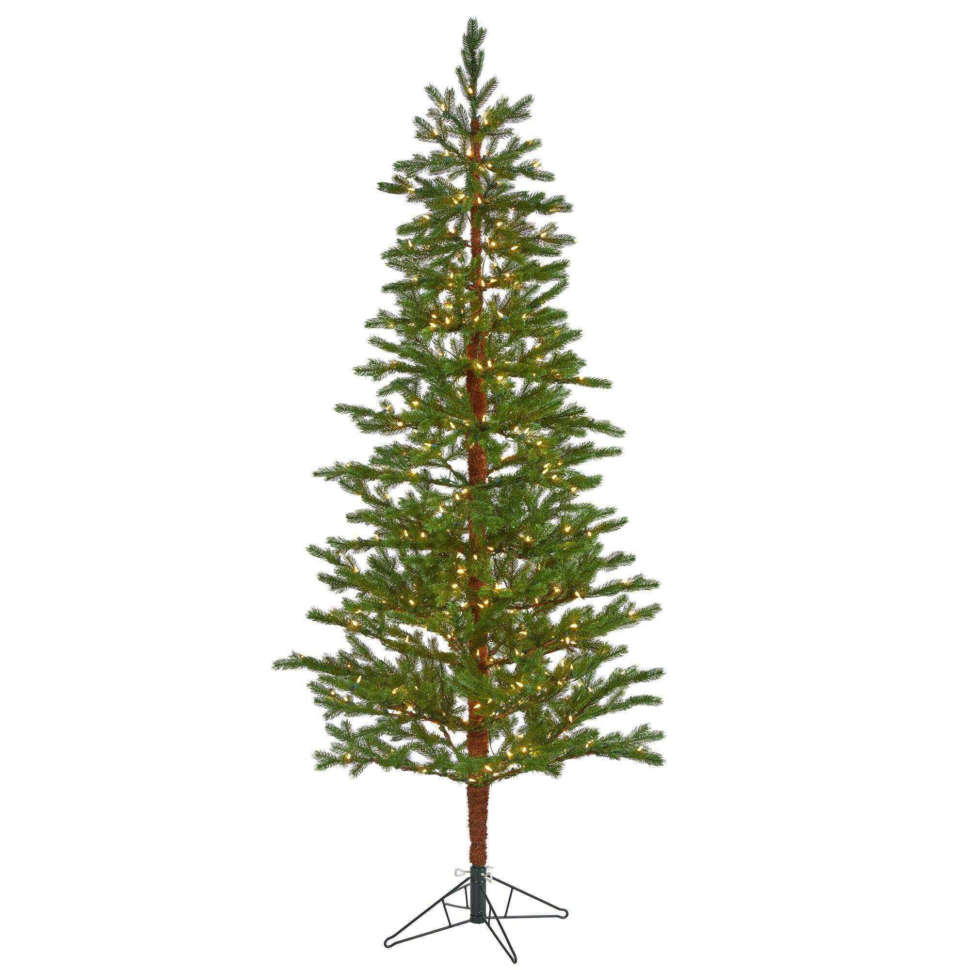 Front. BreeBe - 7.5' Fair Banks Xmas Tree w/350 Clear (MF) LEDs and 280 Tips - Green.