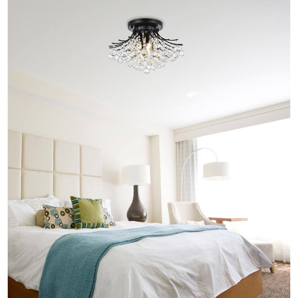 Left. Elegant Lighting - Toureg 19 inch black flush mount - Black And Clear.