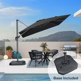 PURPLE LEAF - 9 ft. Square Aluminum Outdoor Patio Cantilever Umbrella Offset 360° Rotation Umbrella with Base for Garden Deck Pool - Black