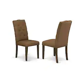 East West Furniture - 5-Piece Dining room Table Set Included 4 Dining chairs Upholstered Seat and High Button Tufted - Multi-Color